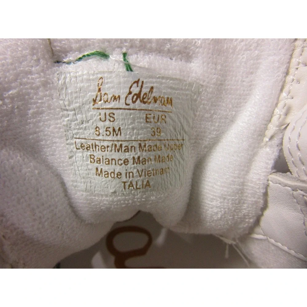 Sam Edelman Shoes Womens US 8.5 M White Green Talia Adjustable Strap Sneakers